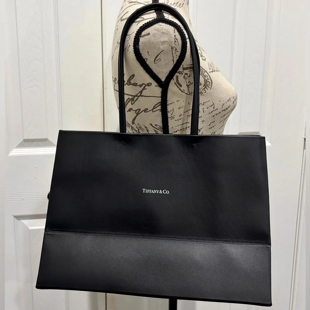 Tiffany & Co. Black Structured Leather Tote - Picture 2 of 8